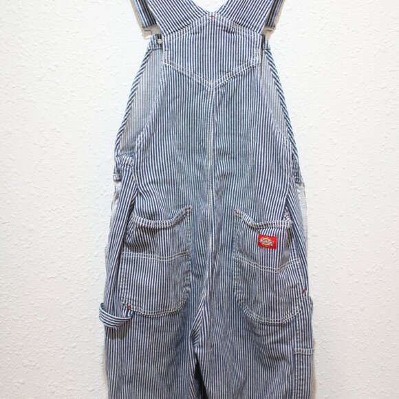 Dickies Hickory Stripe Carpenter Style Overalls jeans womens S - Picture 6 of 7